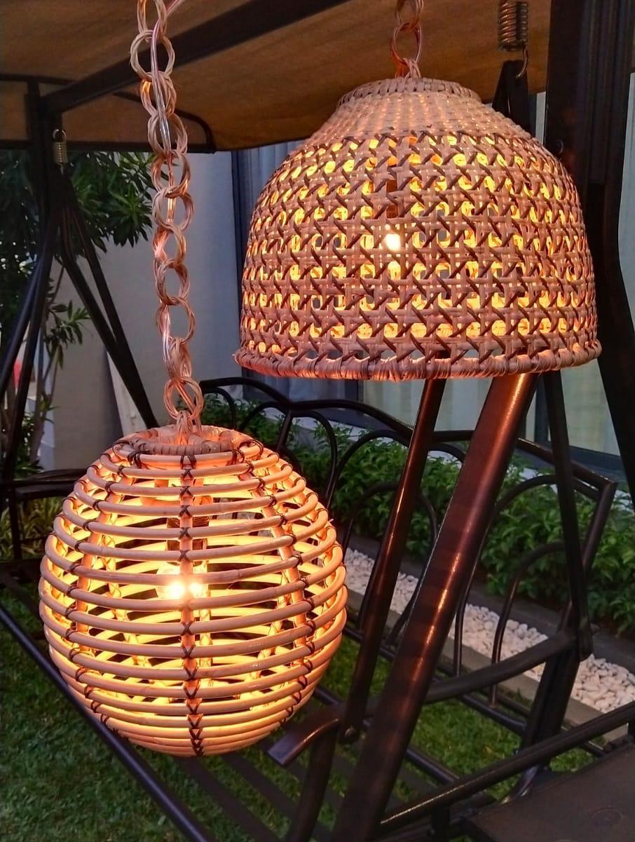 Wicker Rattan Basket - Hanging Lamp