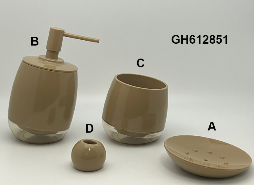 Modern Beige Acrylic Bathroom Accessory Set – 4 Piece