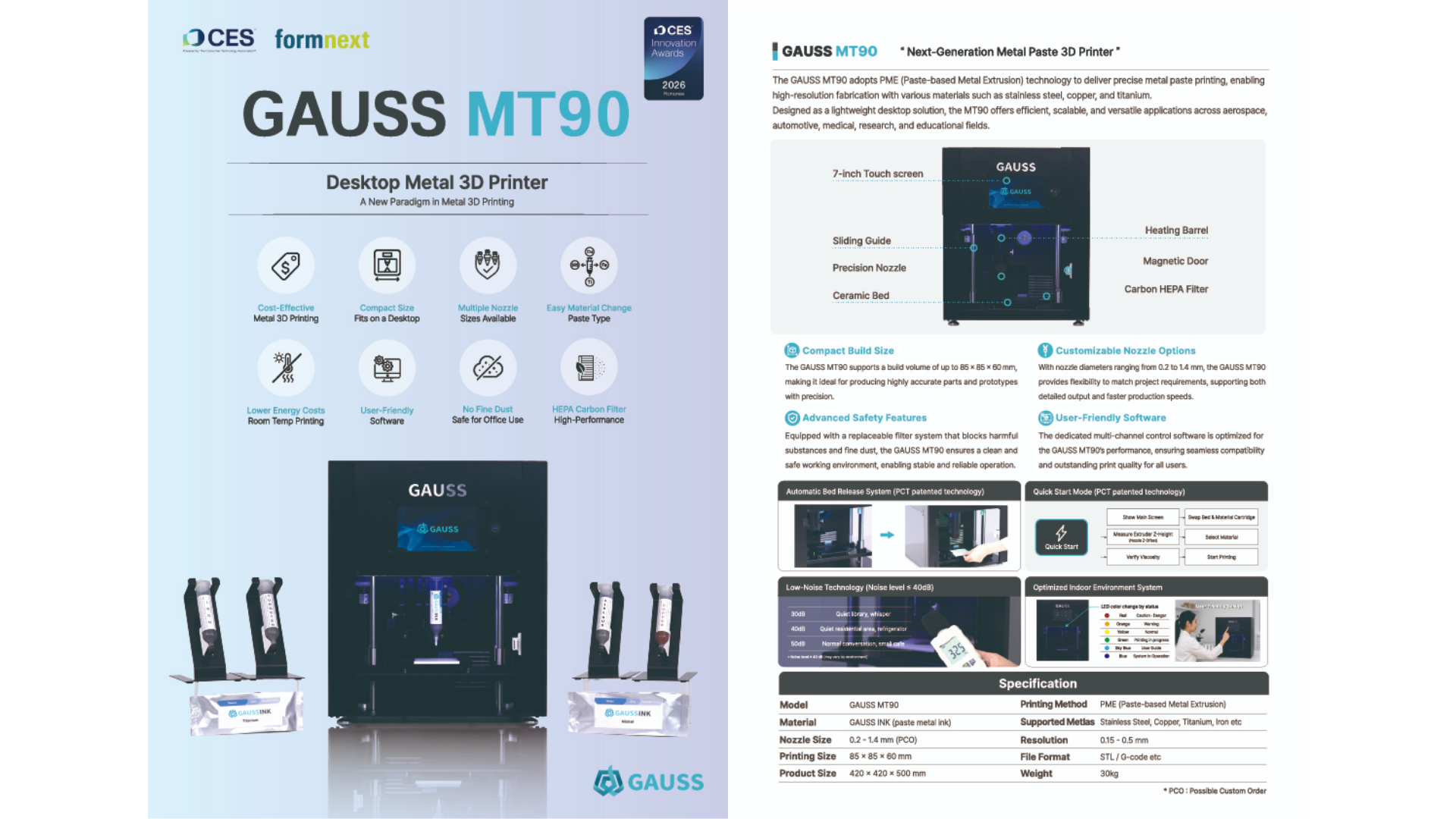 Next-Genaration Metal 3D Printer GAUSS MT90